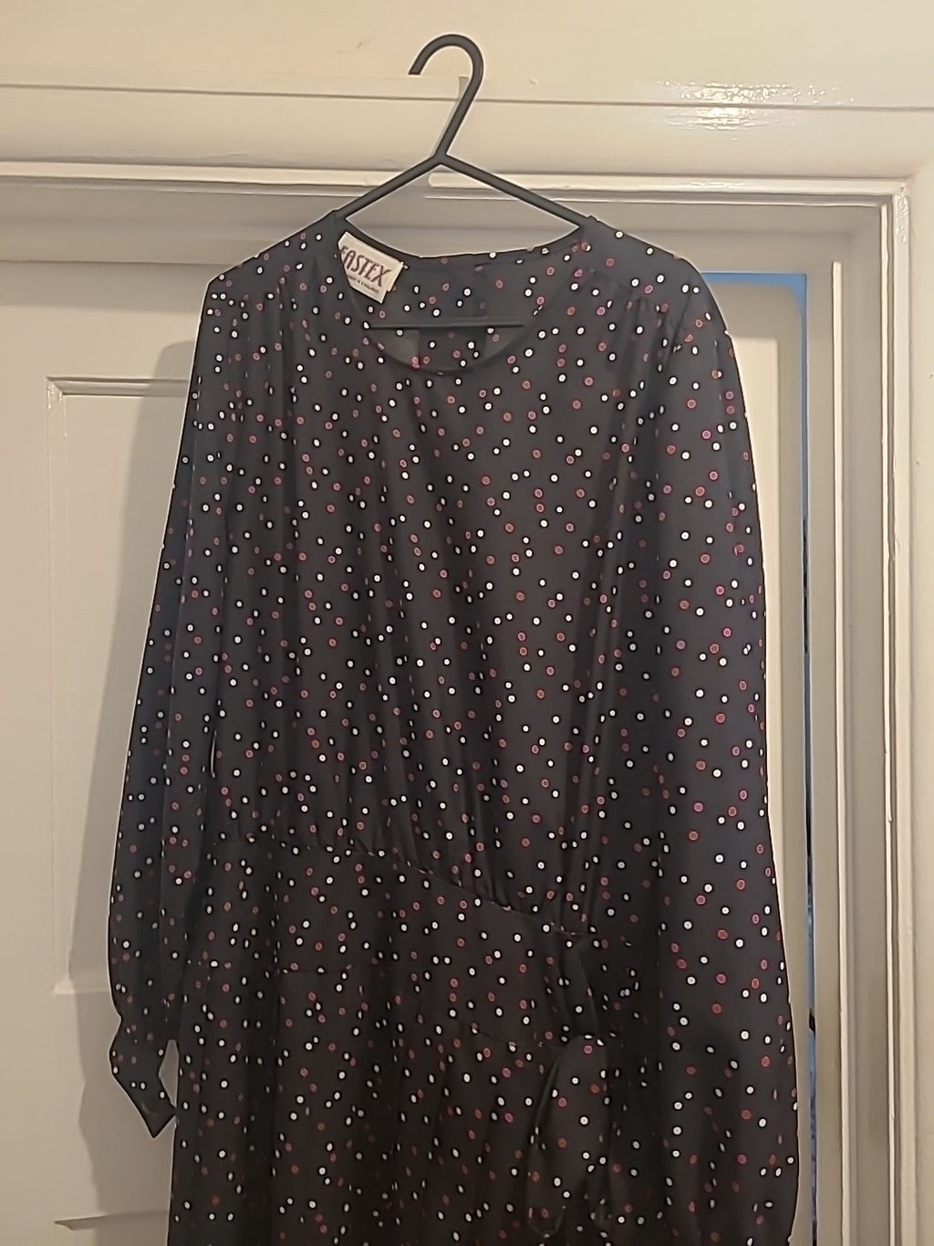 Ladies Eastex Size 10 Black Poko Dot Long Sleeve Dress