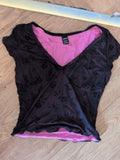 Shein Small Dark Purple Cap Sleeve Lined Pyjama Floral Top