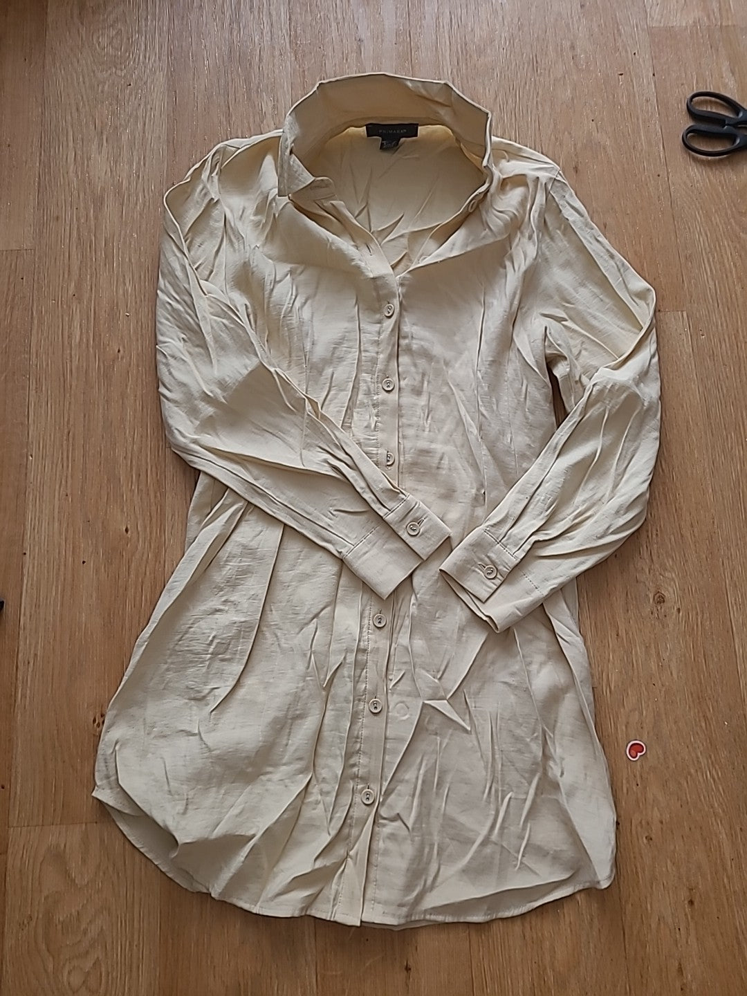 Primark 6 Beige Buttoned Long Sleeved Shirt Dress