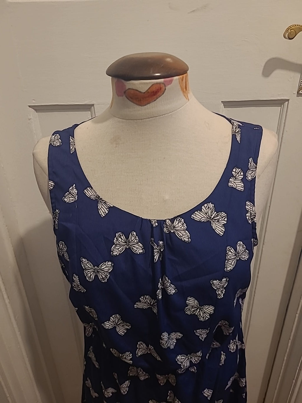 Ladies Papaya Size 12 Blue White Butterfly Sleeveless Dress