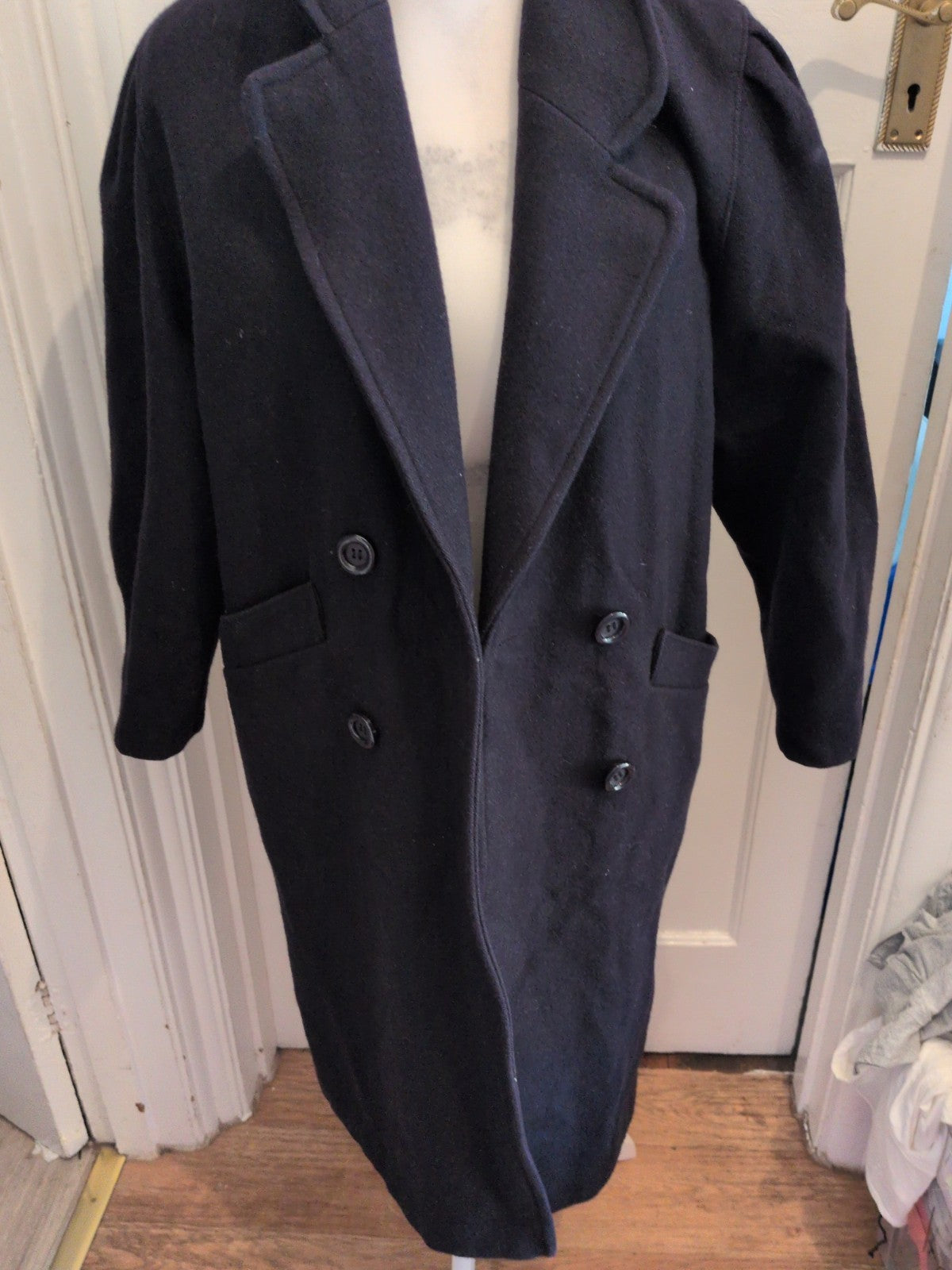Ladies Classic Debenhams 10 Navy Lined Wool Jacket Buttoned
