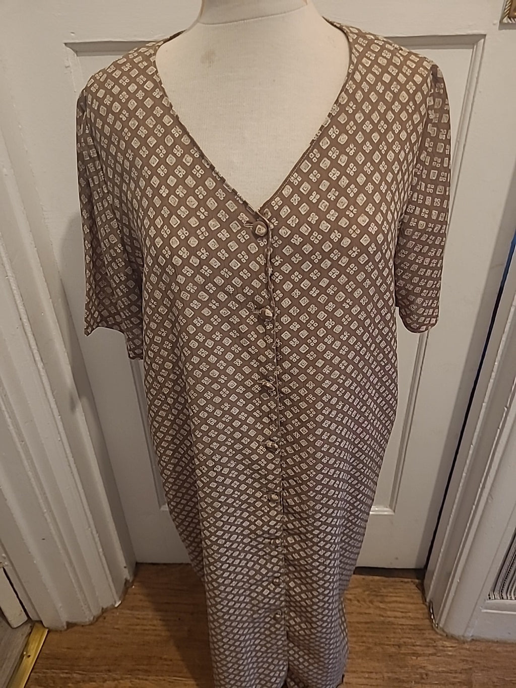 Ladies Gill Marjoram Size Large Brown/Beige Short Sleeved Maxi Dress