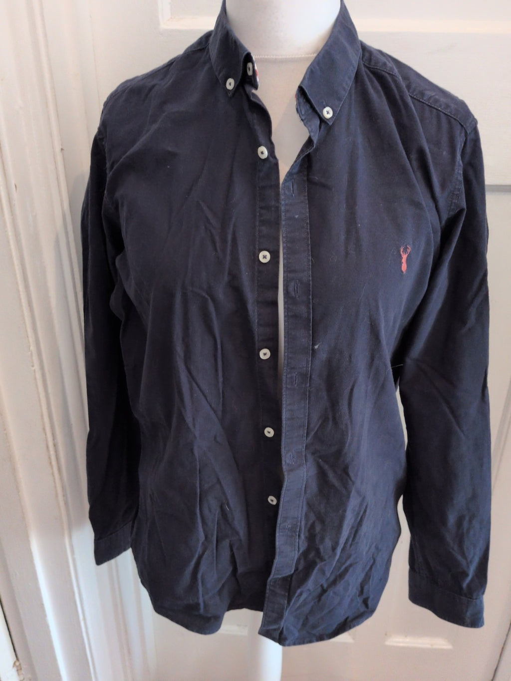 Next Large Navy Skinny Fit Long Sleeve Shirt