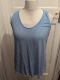 XL Blue Sleeveless Scoop V Neck Vest Top