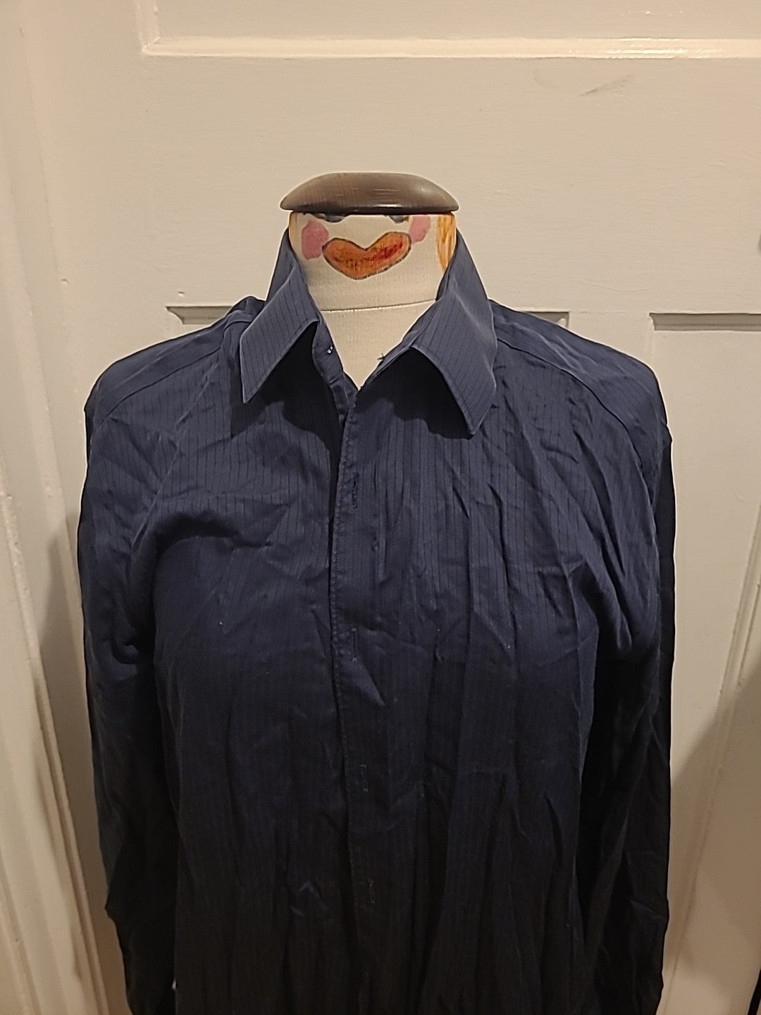 Mens Autograph Non Iron Size 16" Navy Long Sleeve Shirt