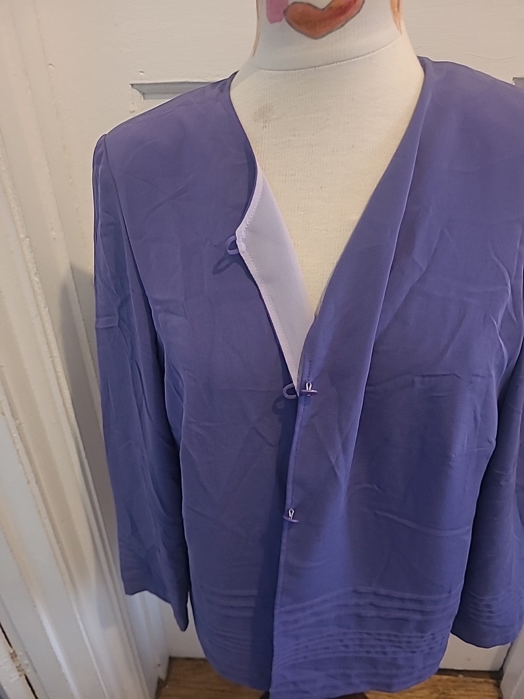 Ladies Jacques Vert Size 12 Purple Slightly Padded Thin Cardigan Long Sleeve