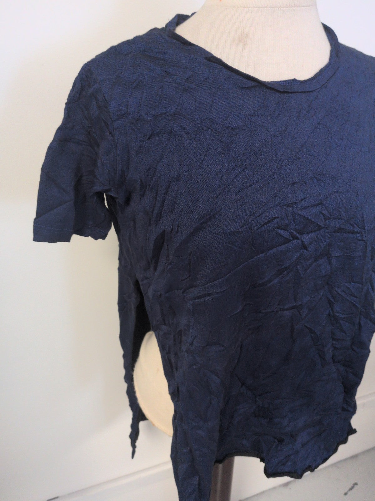 Ladies Cheap Monday Size XS Dark Blue Split Sides Short Sleeve T-shirt