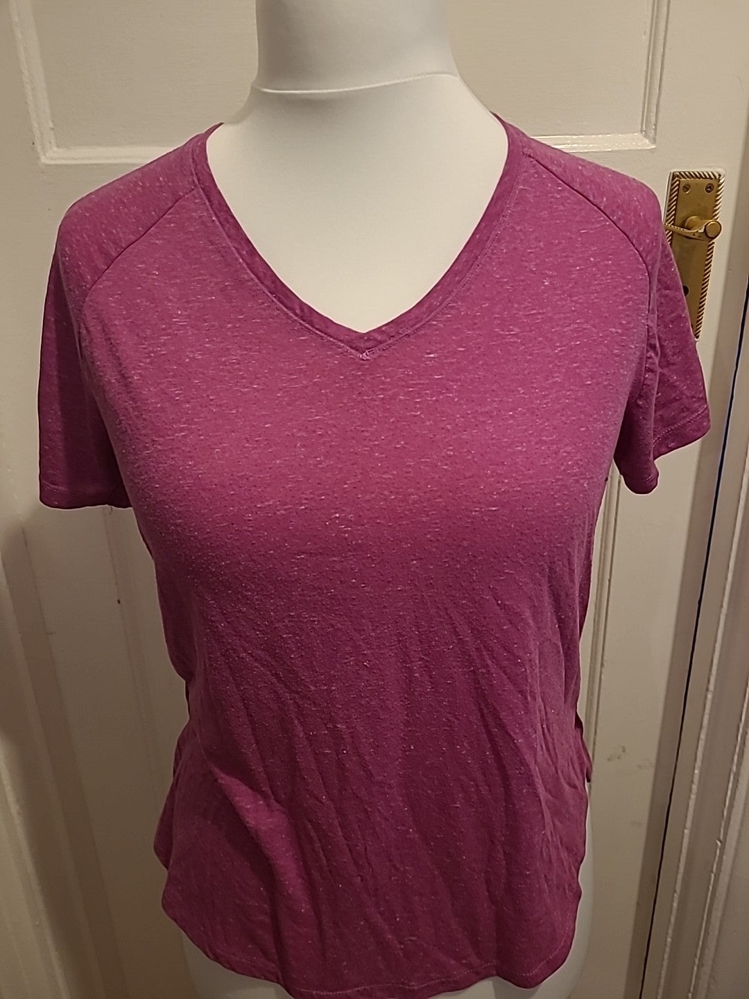 Ladies Matalan Size Medium Purple Fleck Short Sleeved V Neck Tshirt
