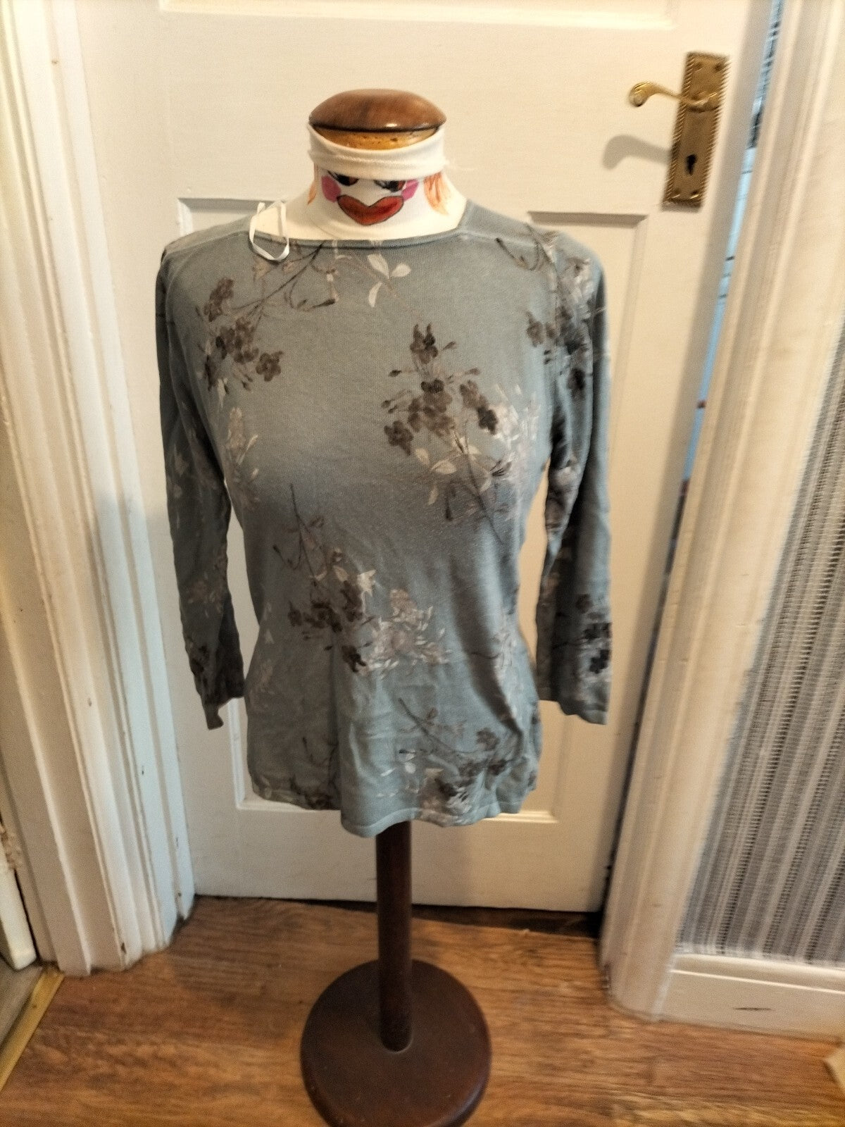 Ladies Next 10 Green Floral Long Sleeved Blouse