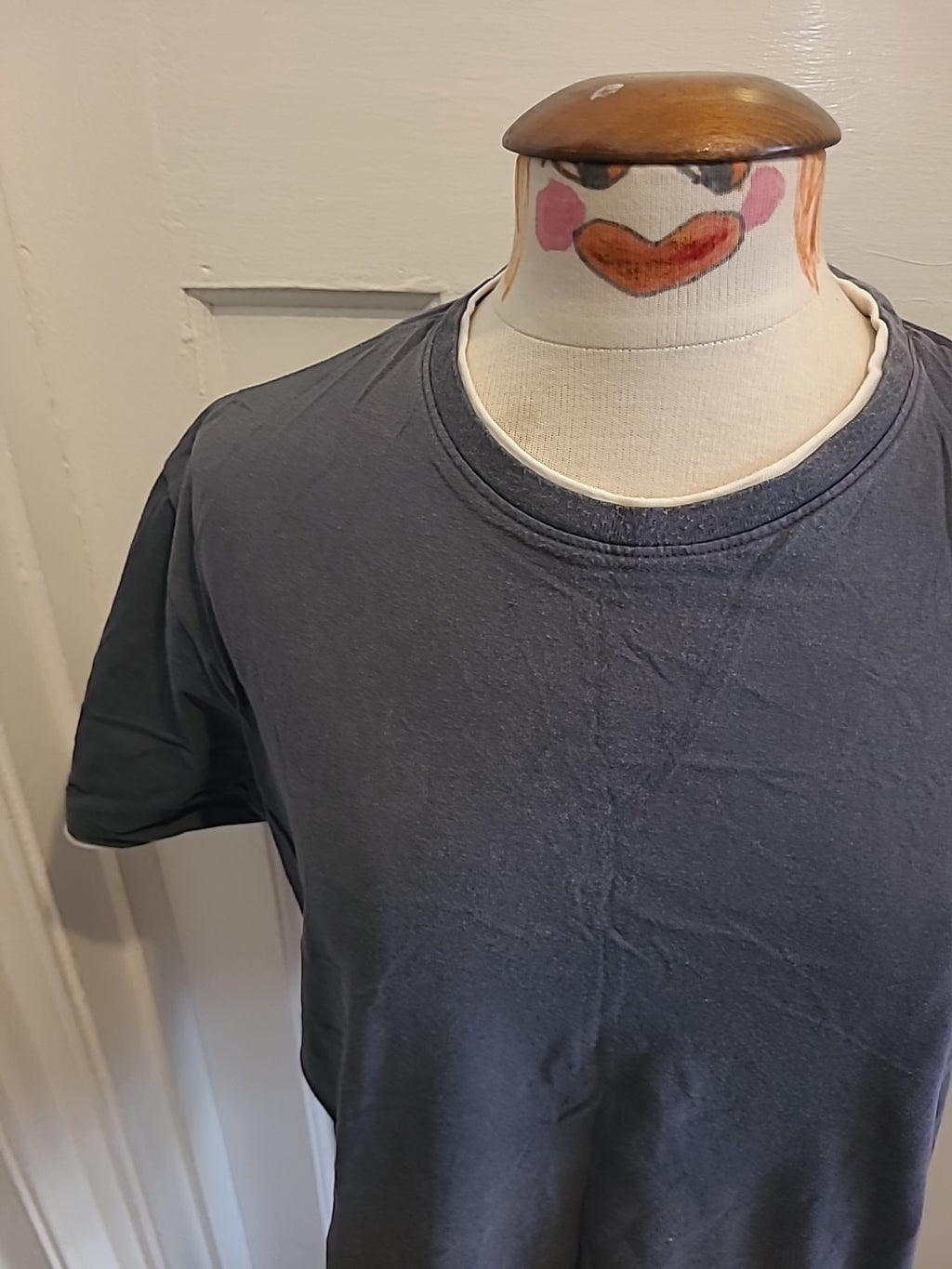Mens Tu Size Large Grey White Trim Short Sleeved Pyjama Top