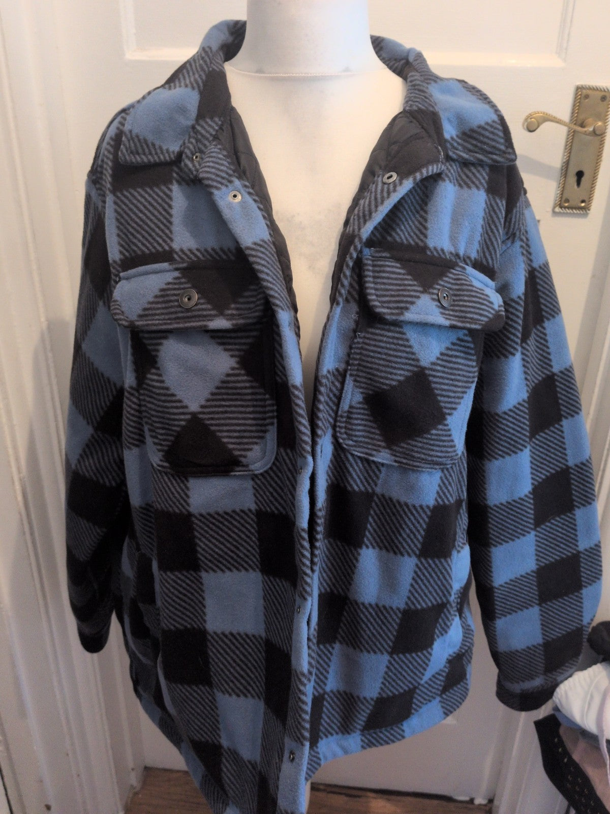 Workwear XL Blue And Black Patterned Lined Jacket