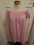 Ladies Red Herring Size 10 Pink Short Sleeved Midi Dress Elasticated Hem
