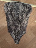 Oasis Extra Small Snakeskin Pattern Drape Front Bodysuit