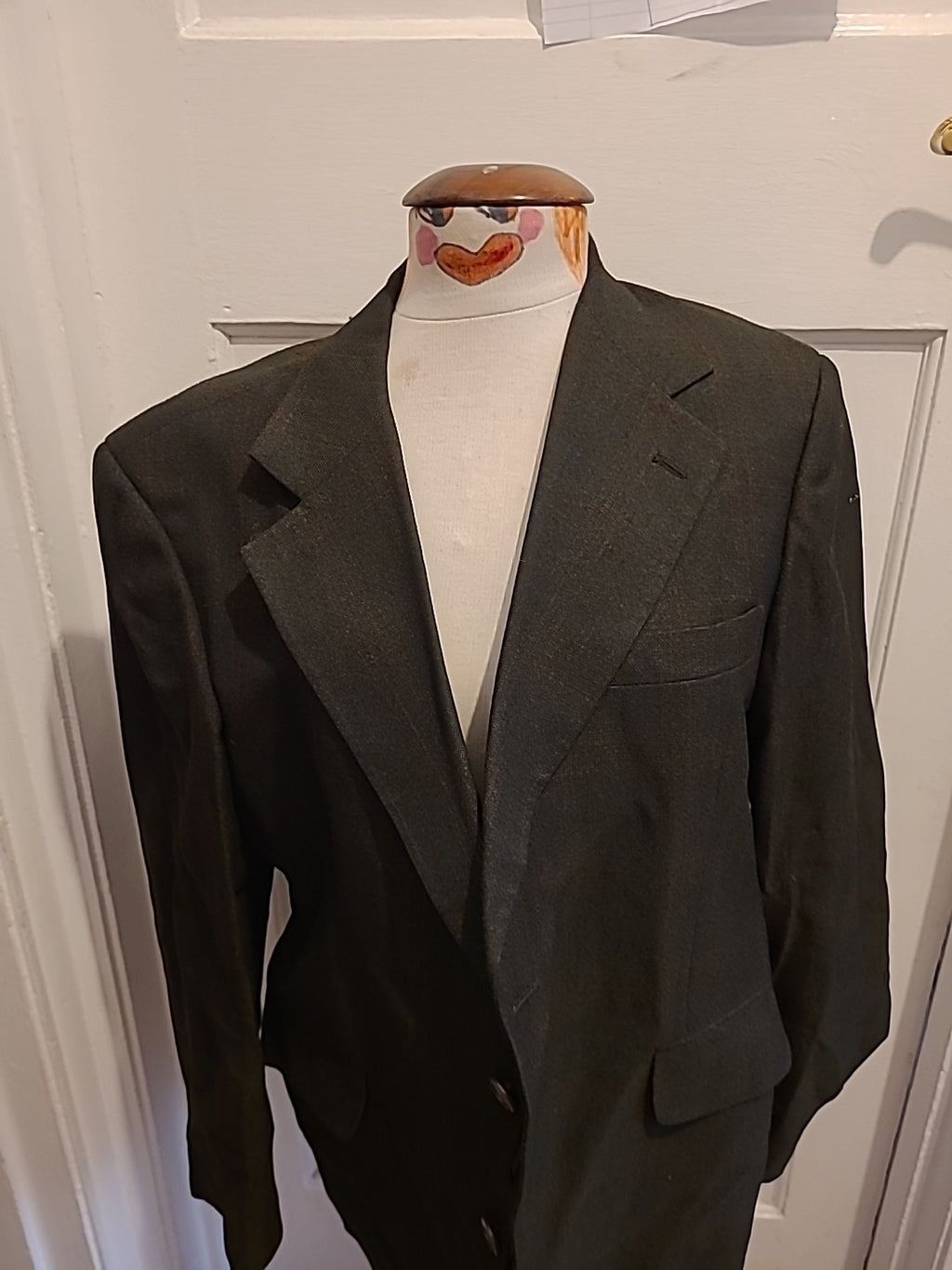 Mens John Collier Size Large Dark Green Check Padded Lined Blazer