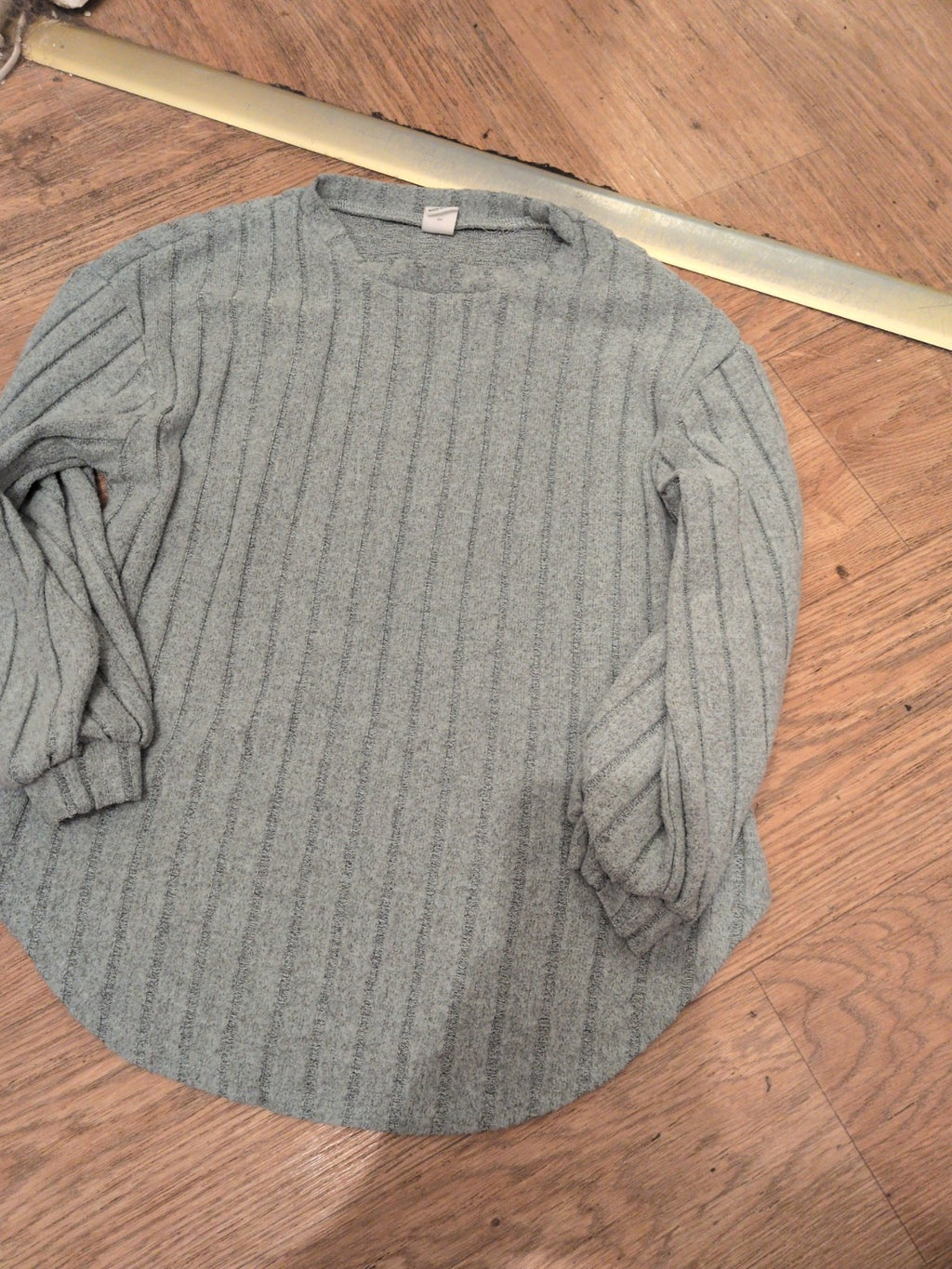Girls Shein 7 Years Grey Rib Long Sleeve Top