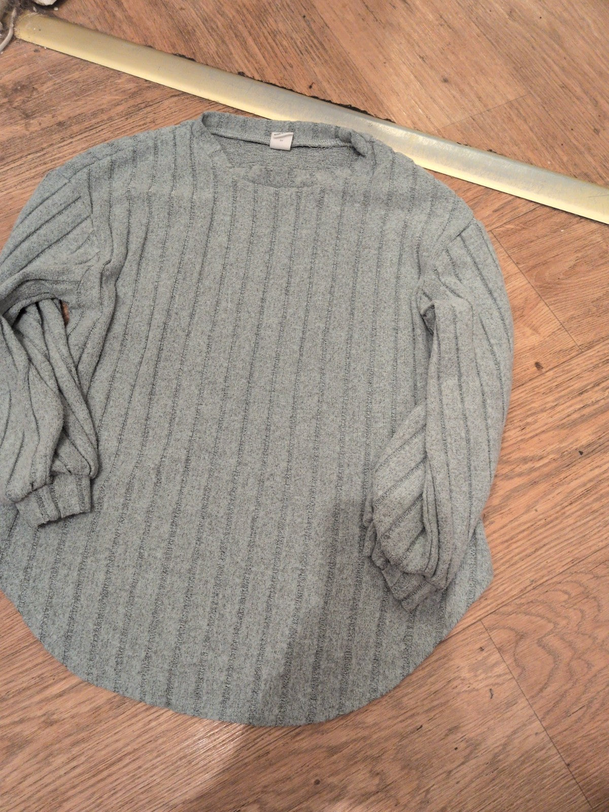 Girls Shein 7 Years Grey Rib Long Sleeve Top
