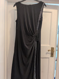 Ladies Roman Size 12 Black Lined With Silver Diamante Trim Sleeveless Dress