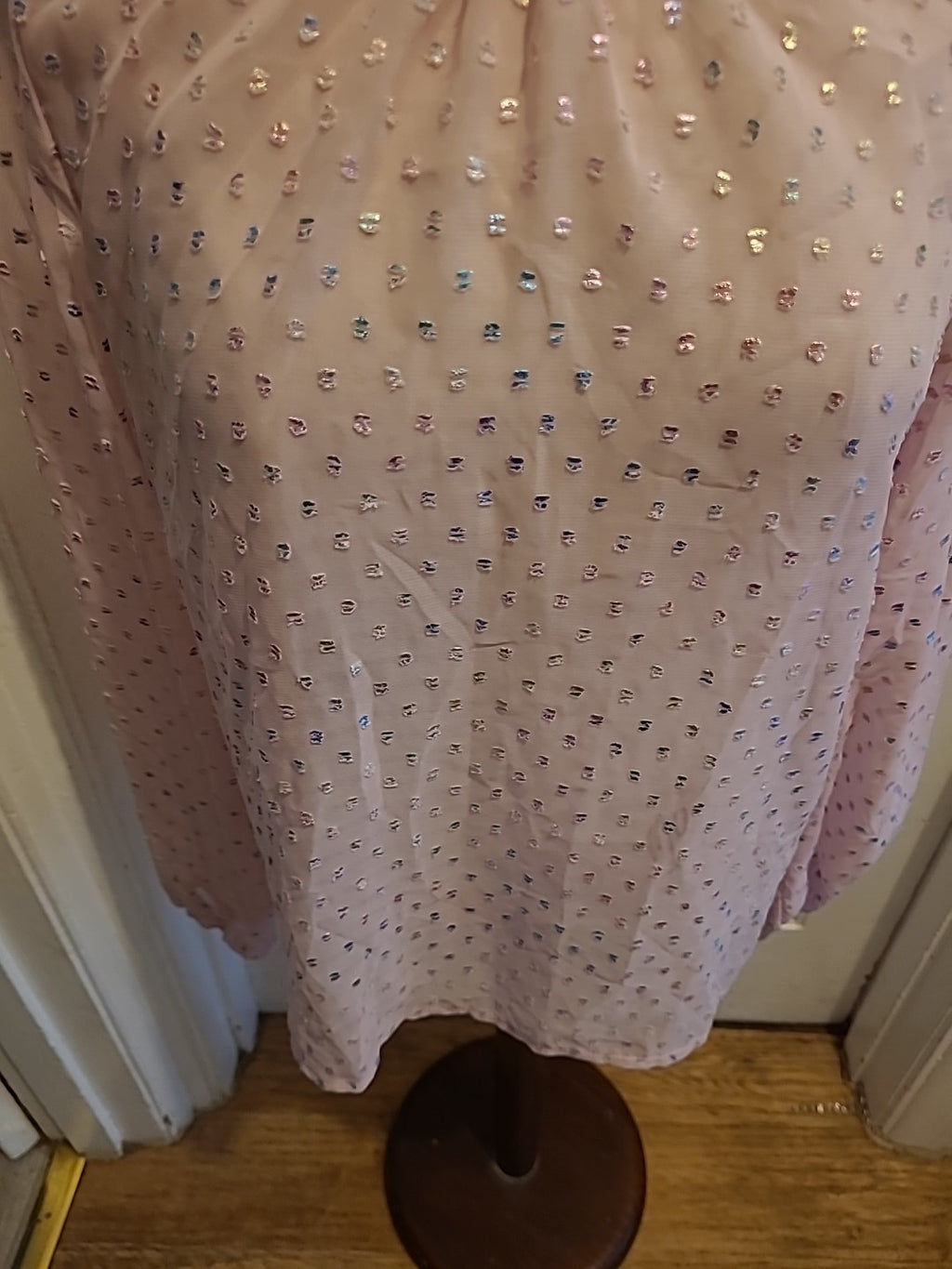 Ladies Shein Size Medium Pink Detailed Long Sleeved Blouse