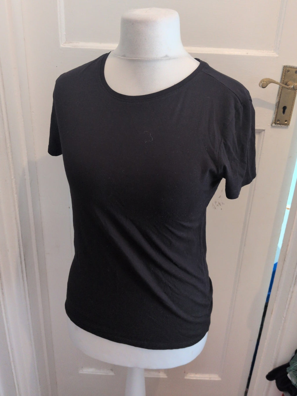 Primark Medium 12/14 Stretch Crew Black T-shirt