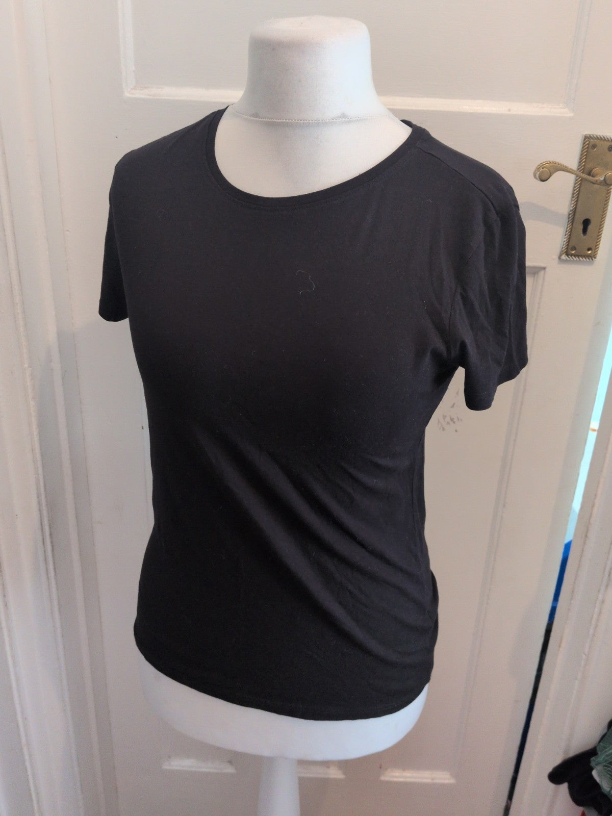 Primark Medium 12/14 Stretch Crew Black T-shirt