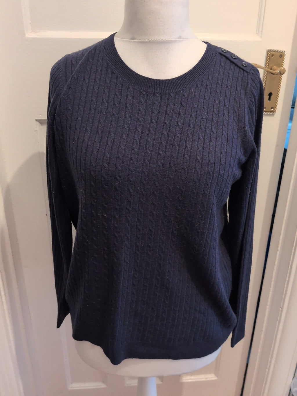 TU Woman 16 Navy Long Sleeve Brush Pattern Pullover Jumper