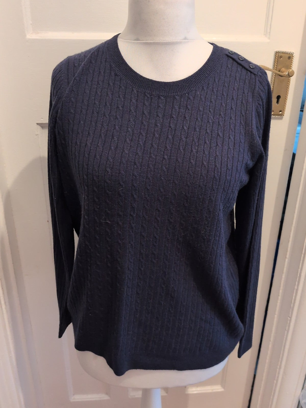TU Woman 16 Navy Long Sleeve Brush Pattern Pullover Jumper