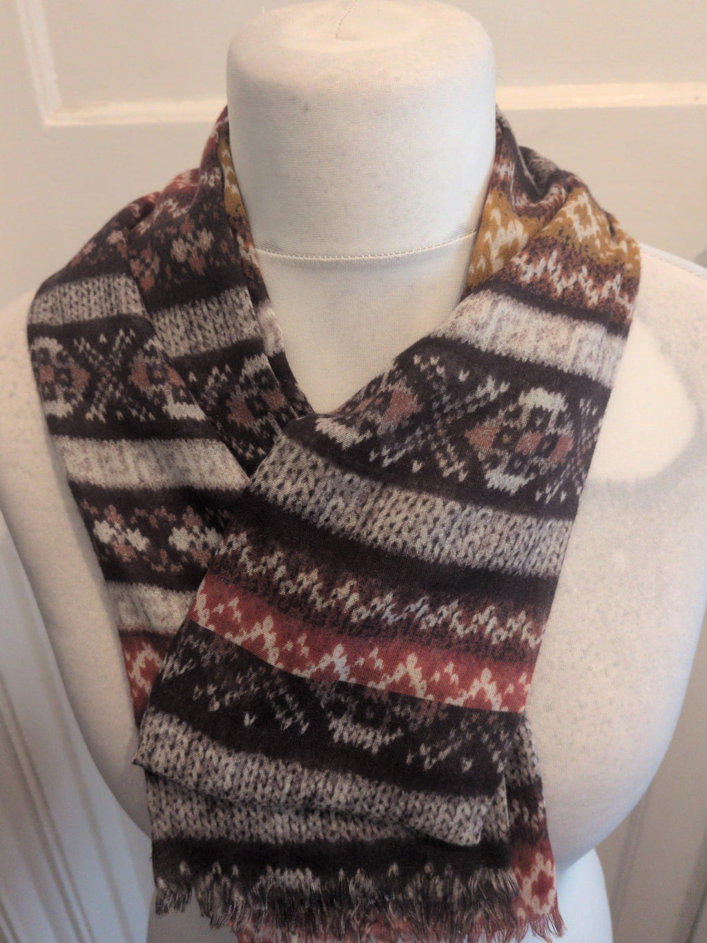 Black Red Grey Pattern Scarf
