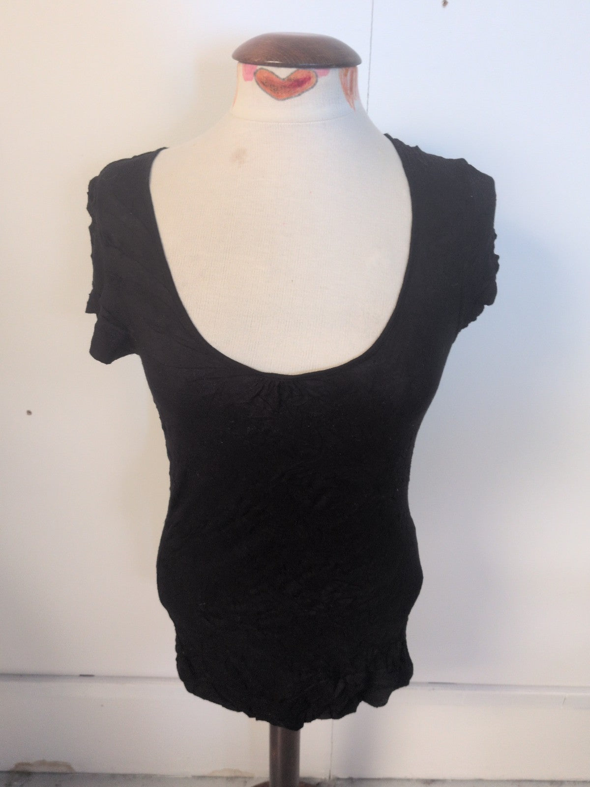 Ladies Primark Size 8-10 Black Short Sleeve Pyjama Top