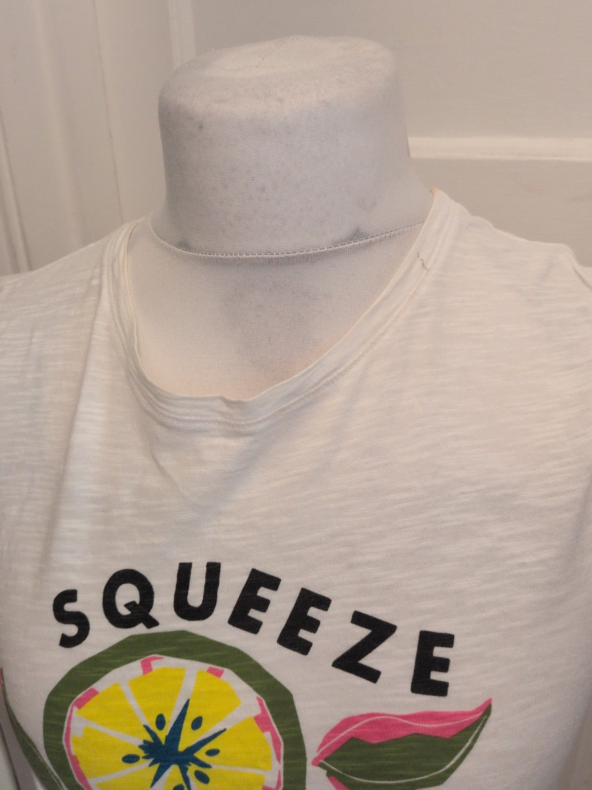 M&S Collection 12 White Print Melon Short Sleeve Tshirt