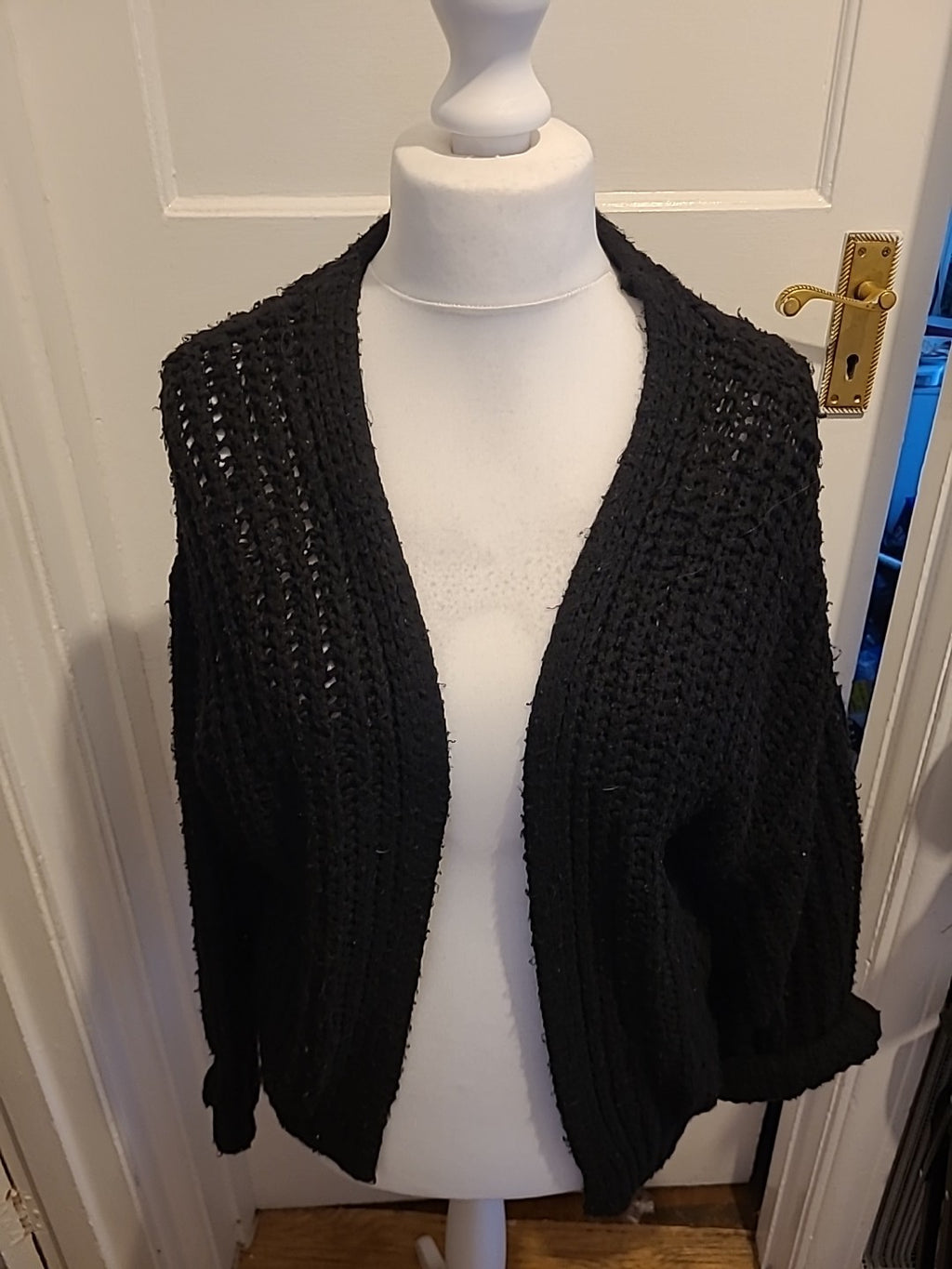 Ladies Primark Size M Black Knit Long Sleeved Cardigan