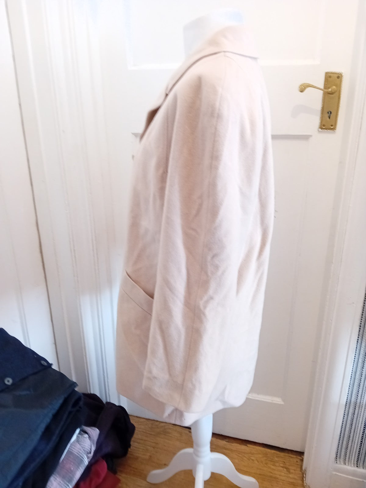 12 Pale Beige Wool&Cashmere Blend Lined Jacket