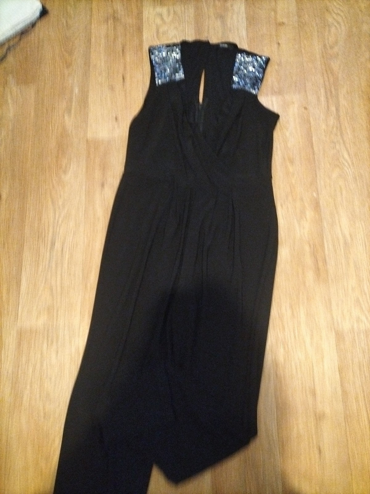 George 12 Black Sequin Sleeveless Jumpsuit