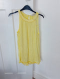 Ladies Pretty Yellow Sleeveless Top With Lace And Pom Pom Design Size 12 F&F