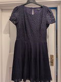 Primark 12 Navy Crinkle Flare Short Sleeve Dress