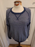 Mens Haworth Size Large Navy White Striped Long Sleeved Pullover Jumper