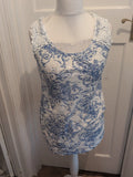 Per Una 14 Blue And White Longline Sleeveless Blouse