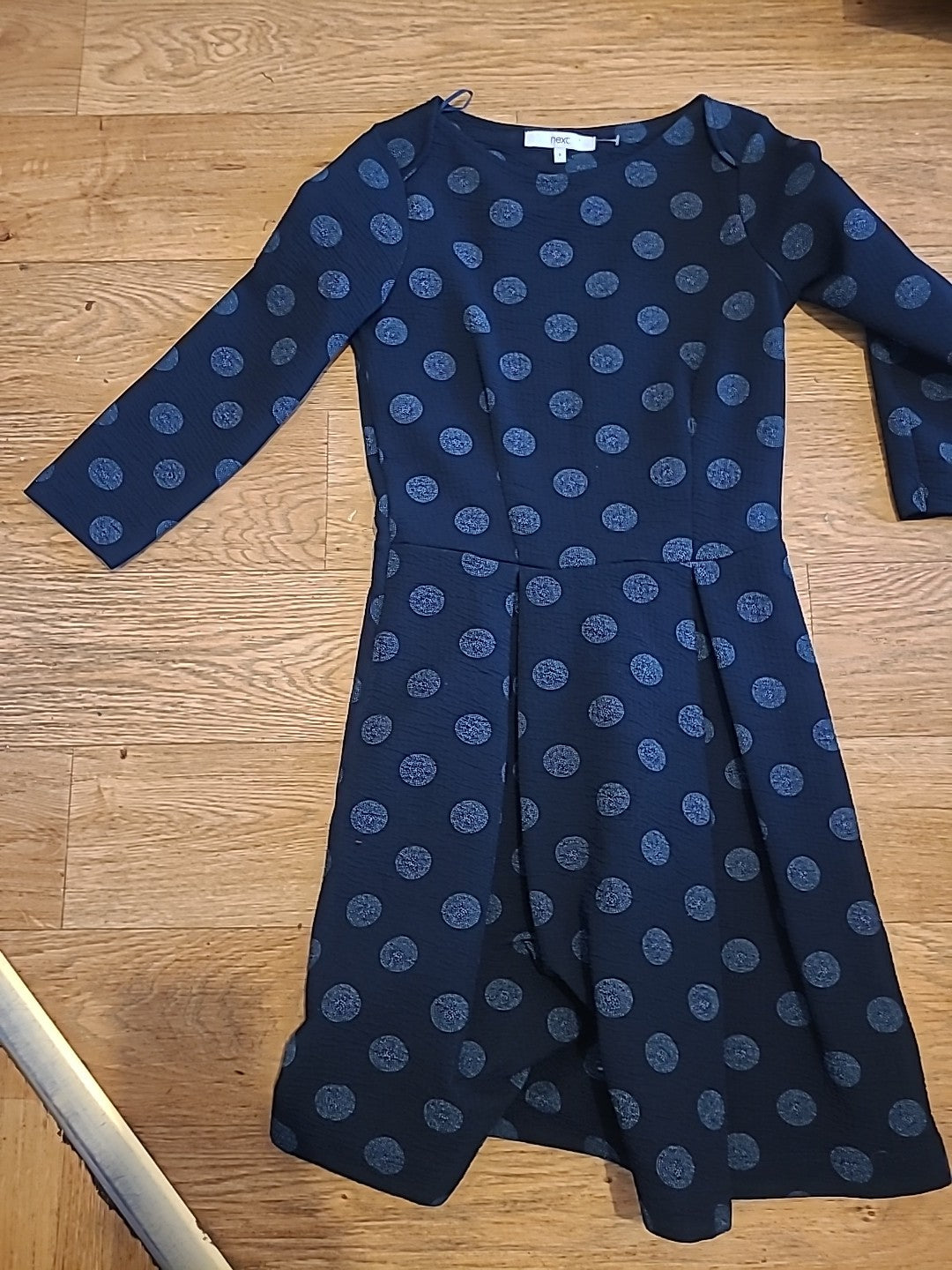 Ladies Next Size 8 Navy And Blue Circle Long Sleeved Dress