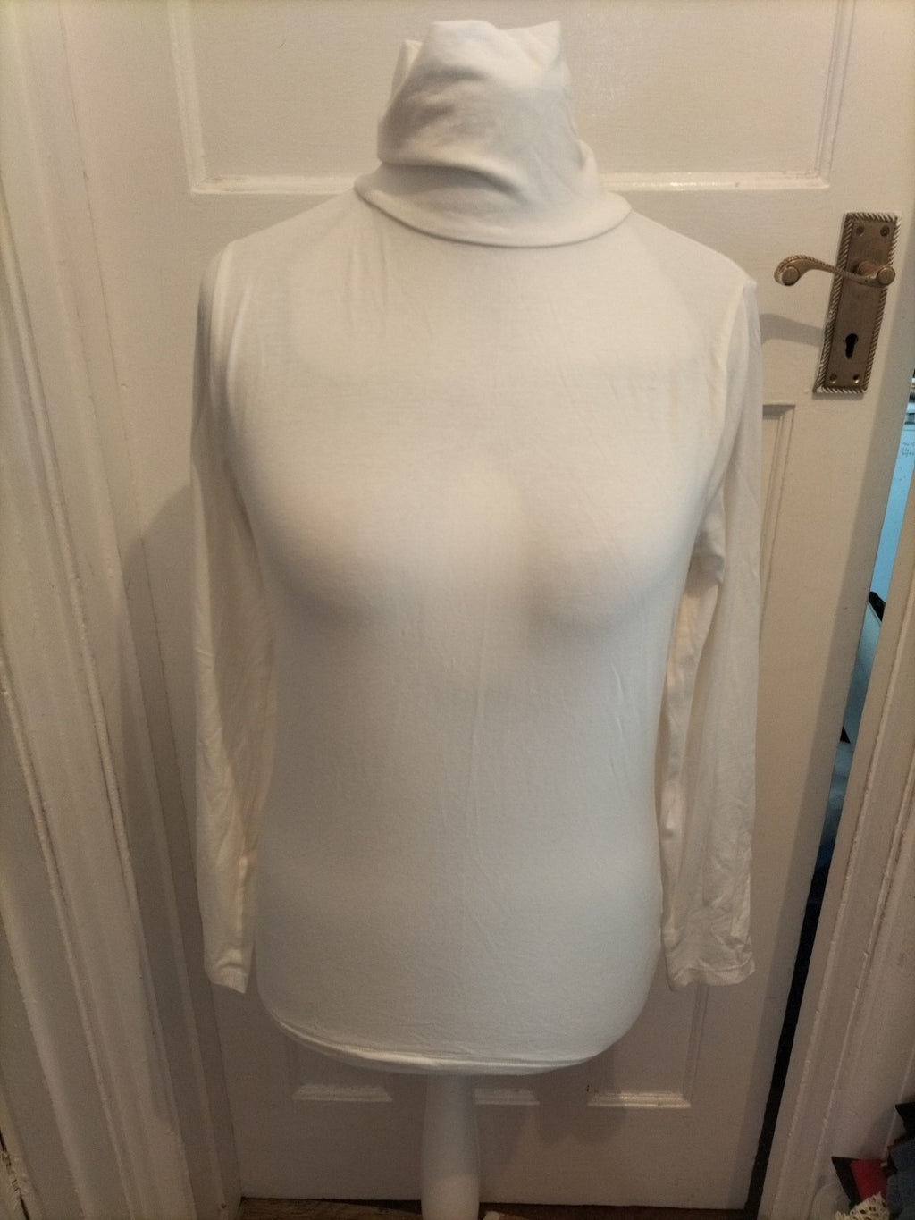 Tu Woman 14 Cream High Neck Long Sleeved Blouse