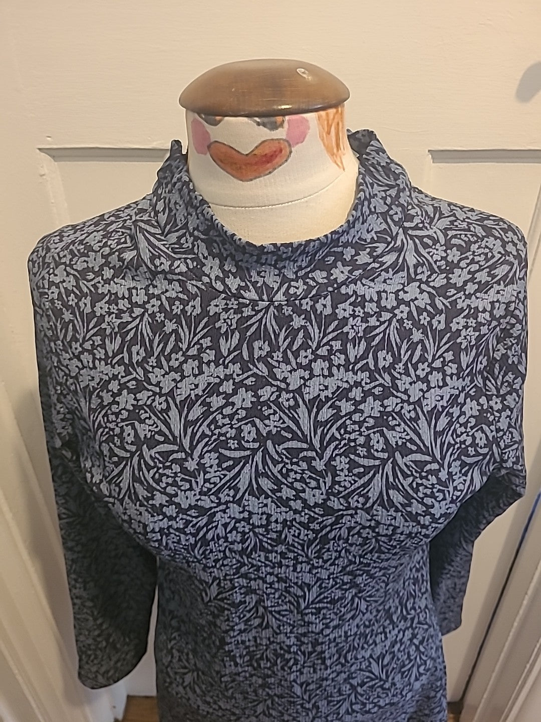 Ladies George Size 10 Two Tone Blue Long Sleeve Dress