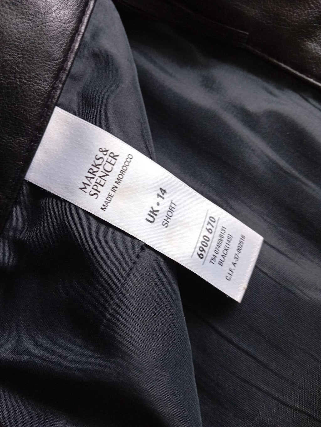 Ladies Black Leather Effect Wide Leg Trousers Size 14 Short M&S Free Delivery