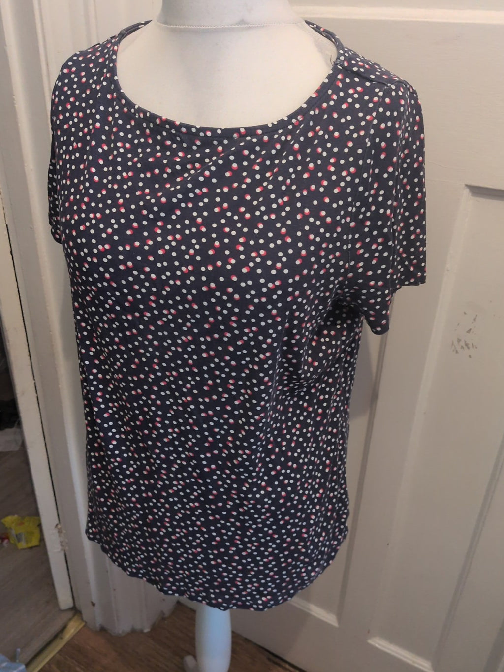 Bonmarche 20 Navy Red And White Short Sleeve T-shirt