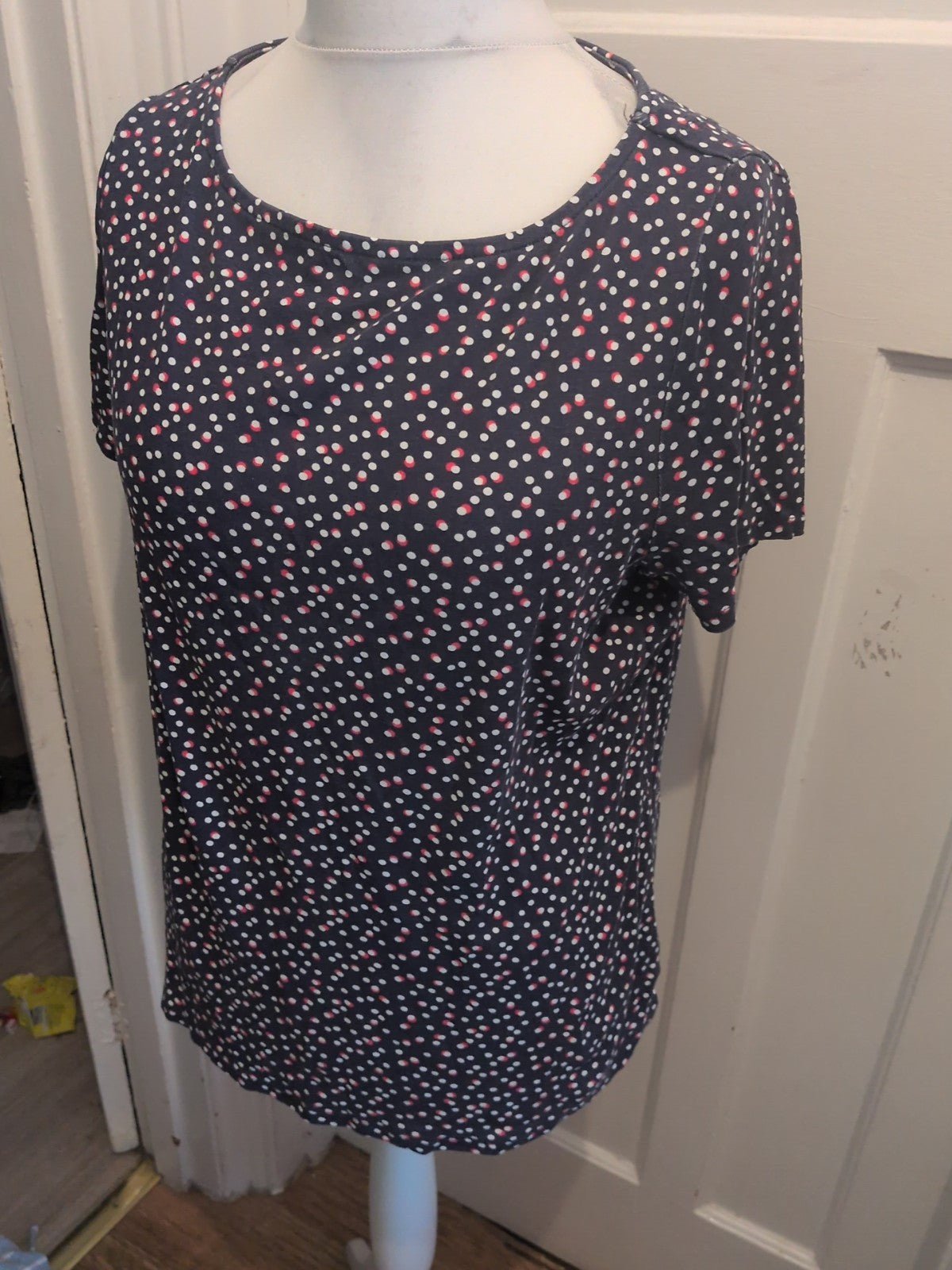 Bonmarche 20 Navy Red And White Short Sleeve T-shirt