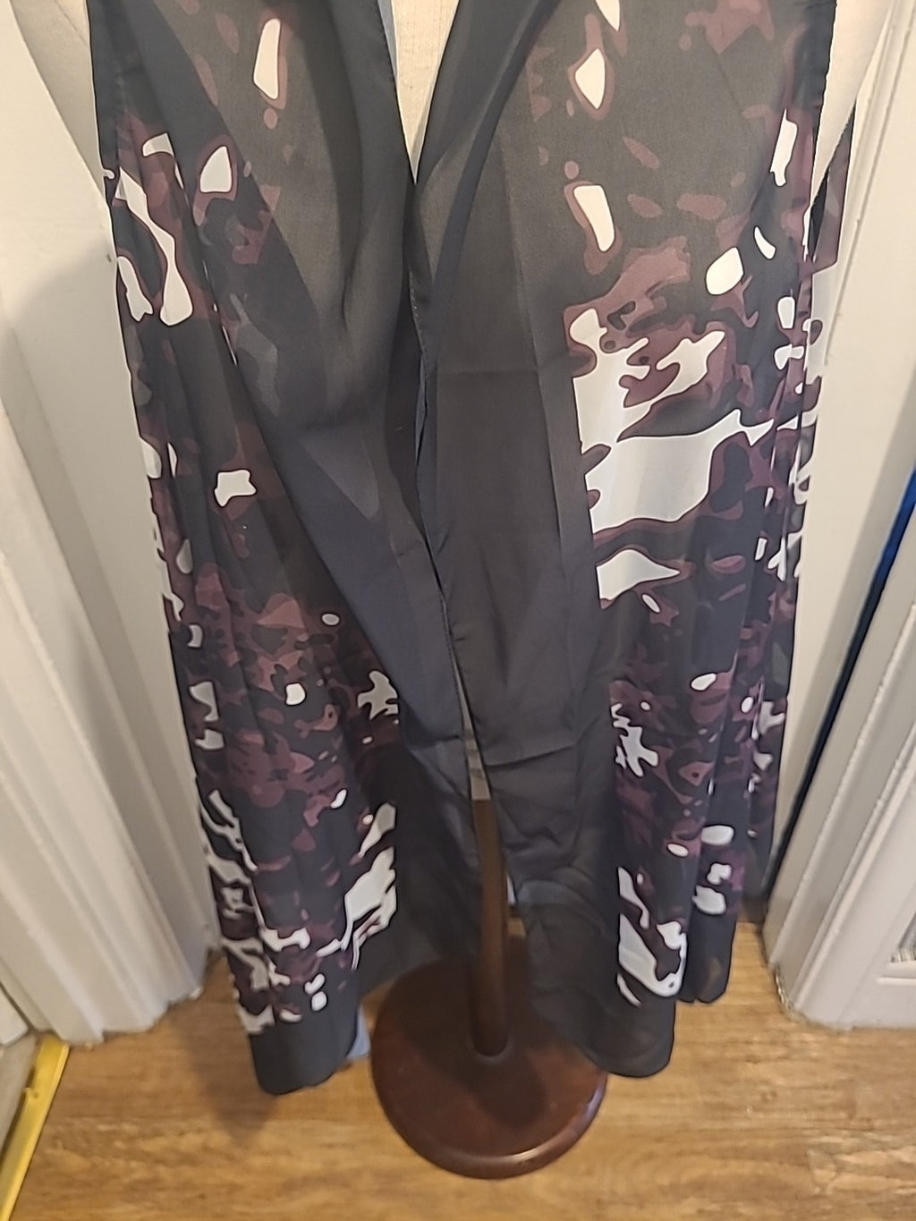 Ladies Free Size Purple Black White Waterfall Lightweight Blouse