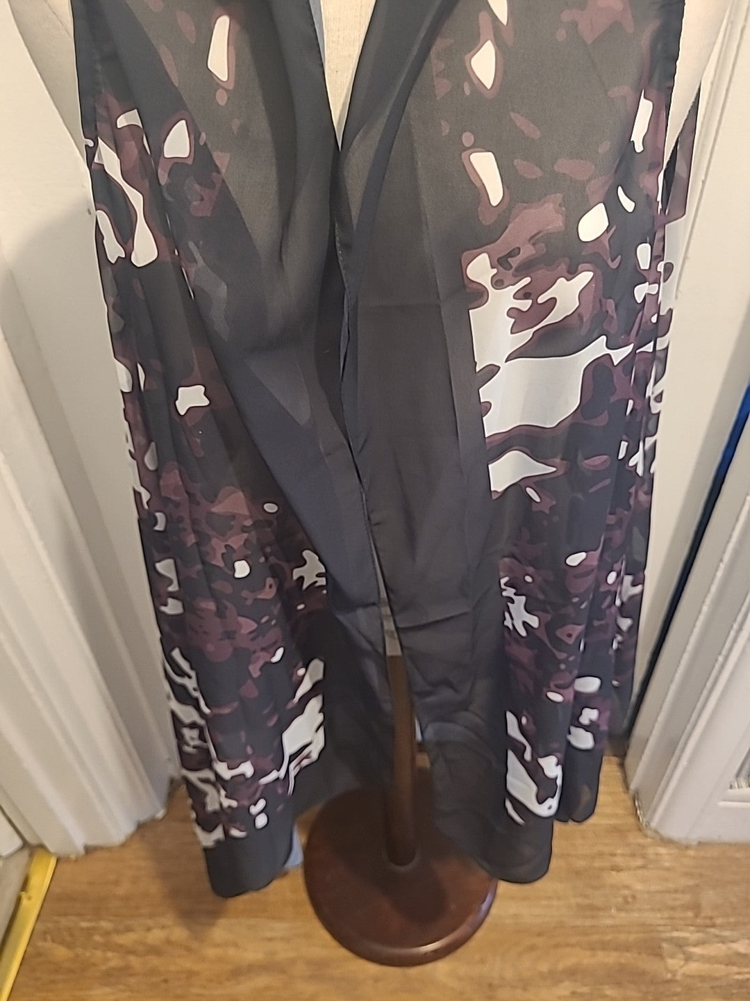 Ladies Free Size Purple Black White Waterfall Lightweight Blouse