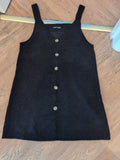 Shein Medium Black Imitation Buttoned Sleeveless Knee Length Dress