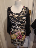 Ladies Caroline Morgan Size 8 Multicoloured Long Sleeved Dress