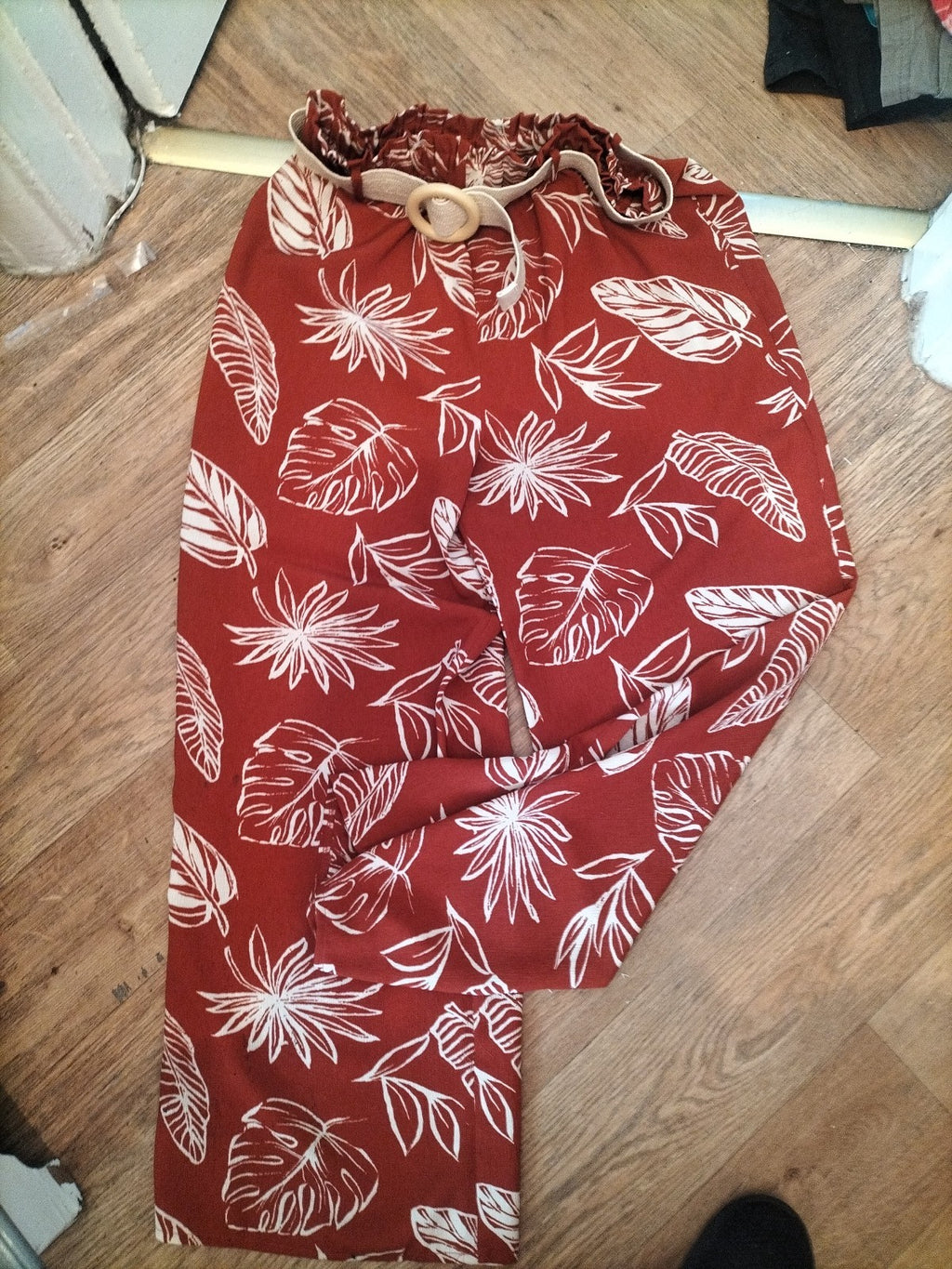 George 12 Orange And Beige Floral Trousers