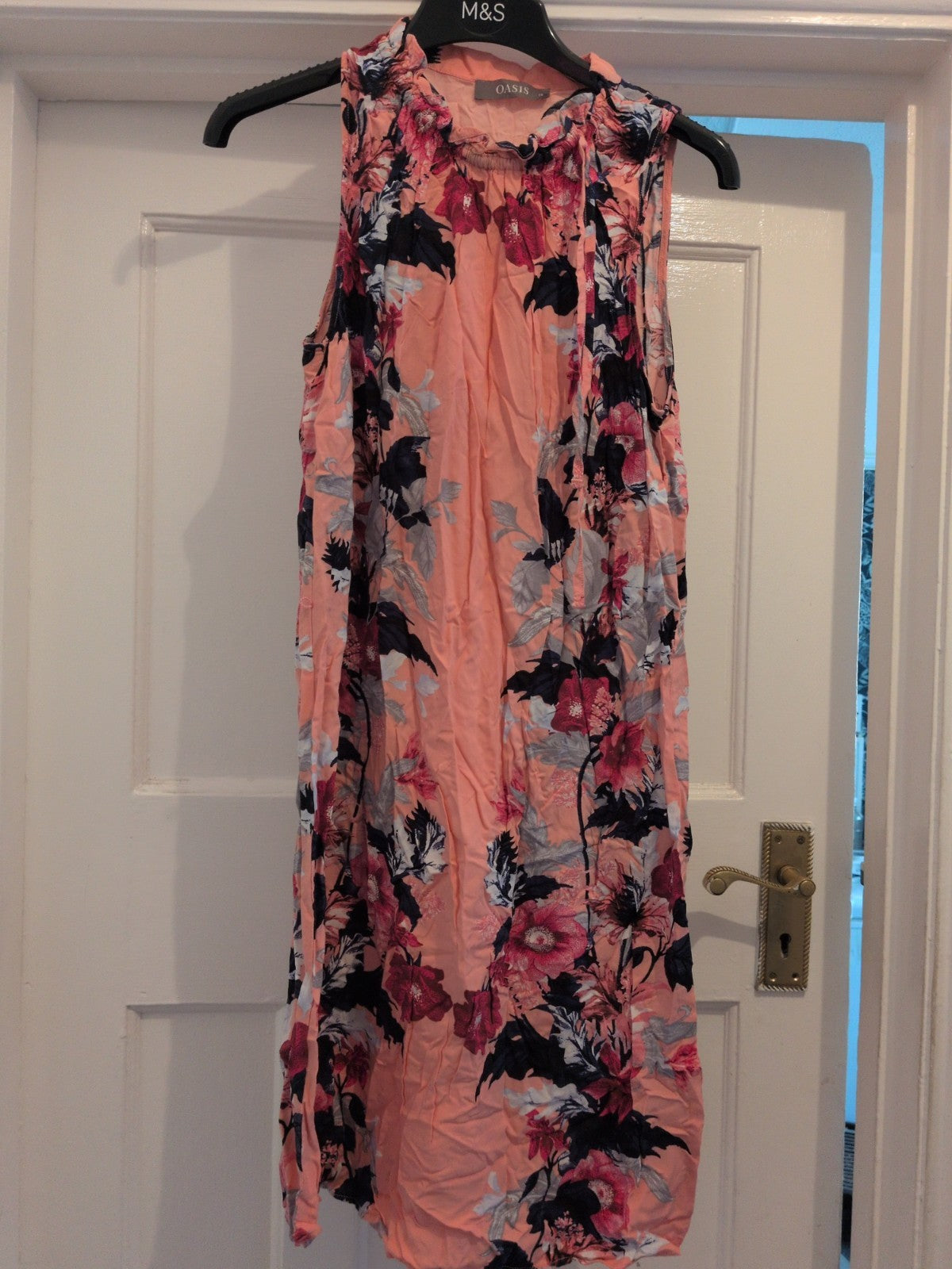 Oasis 10 Pink Floral Sleeveless Midi Dress