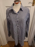Mens George Size XL Navy White Tiny Check Shirt Long Sleeved