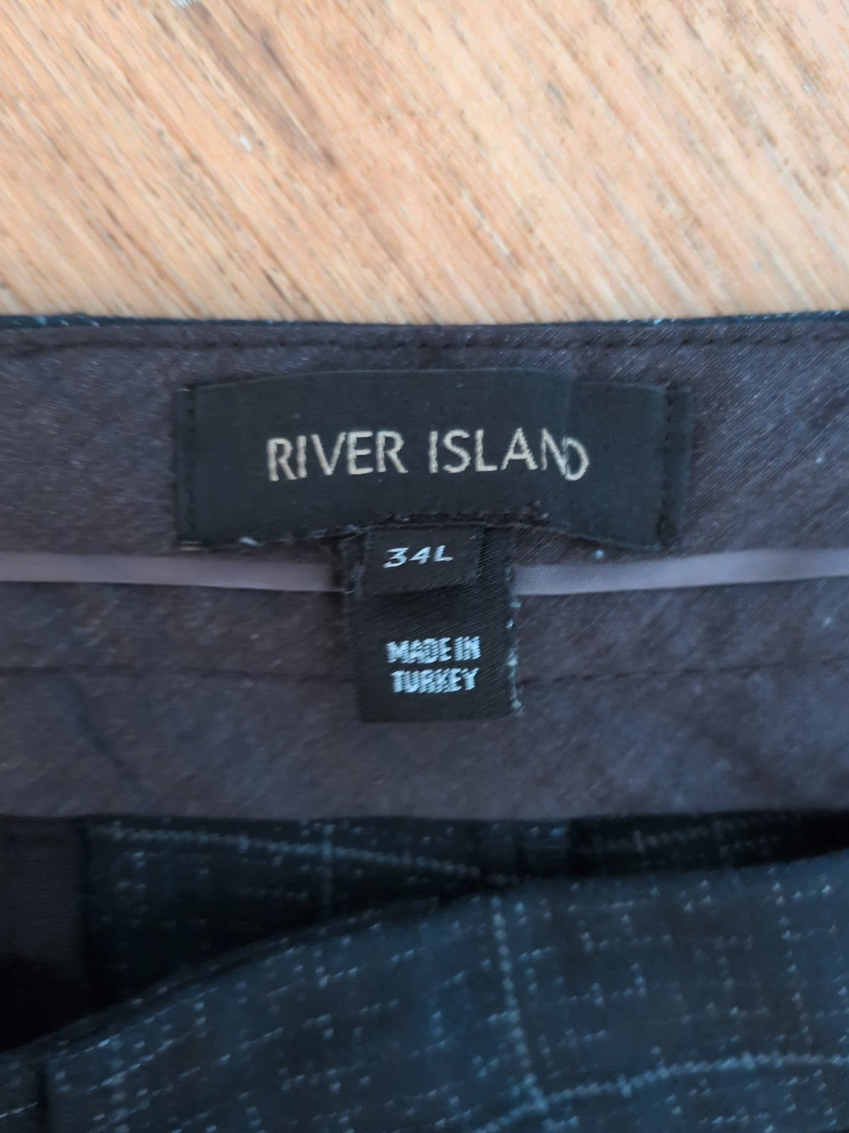 River Island 34L Navy Patterned Trousers